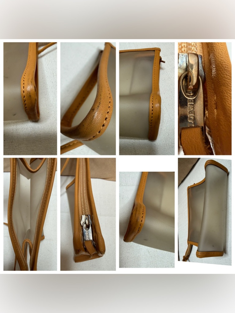 Loewe Amazona PVC & Tan Leather Satchel Top Handle w/ Pouch - Picture 9 of 14
